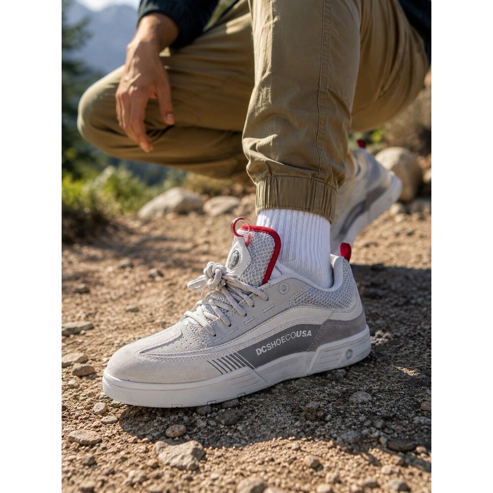 DC LEGACY 98 SLIM  TRAINER SPORT SNEAKER MEN SHOES WHITE/GRAY/RED SZ 10.5